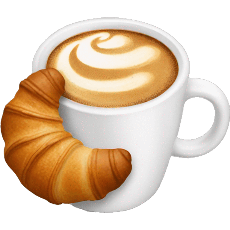 Cup of cappuccino with croissant emoji