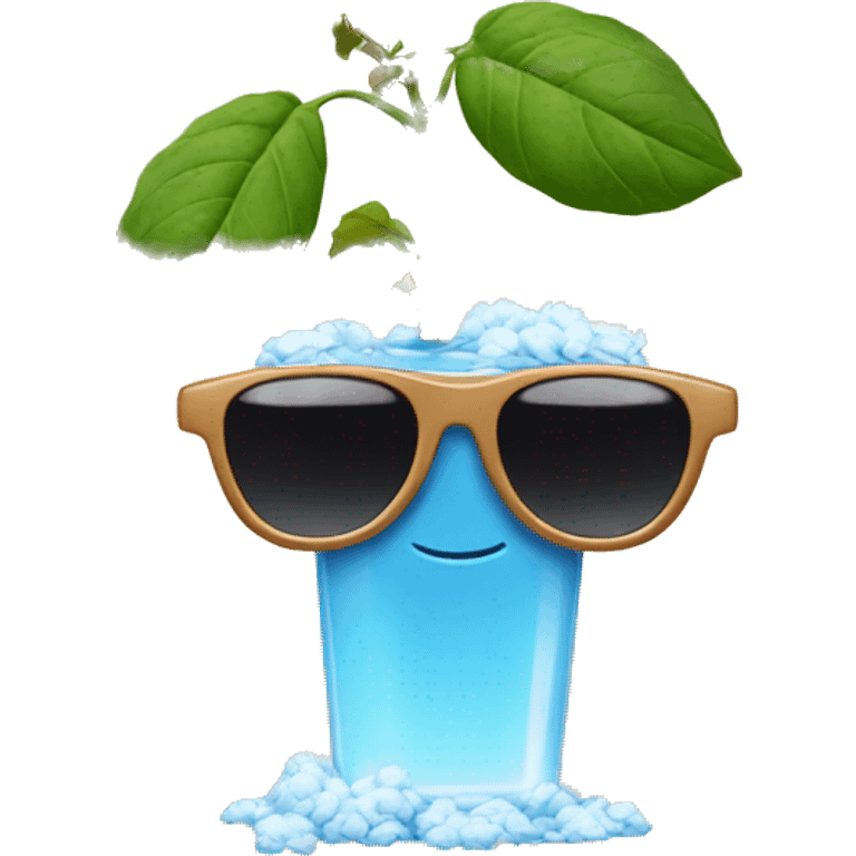 cotton plant in sunglasses is drinking water emoji