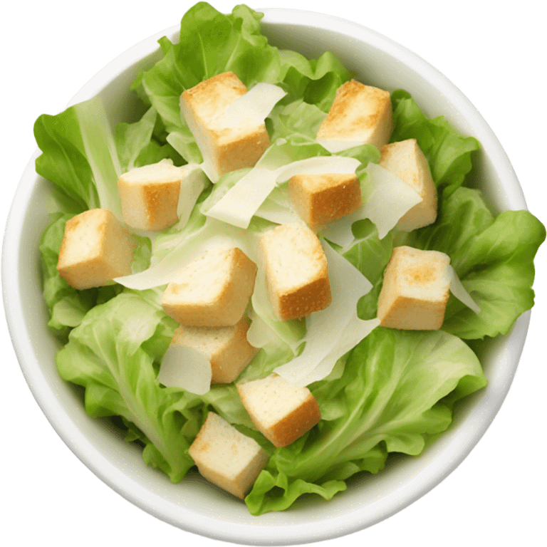 White bowl of Caesar salad  emoji