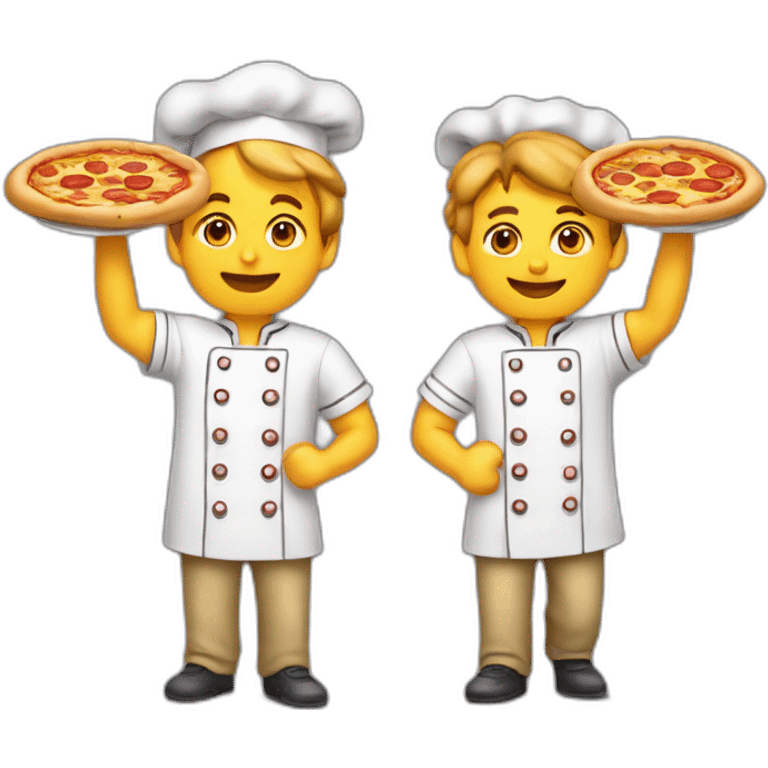 dos chicos cocineros haciendo pizza emoji