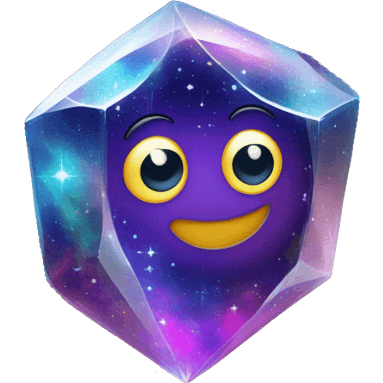 A vibrant, swirling galaxy inside a crystal, with tiny stars and cosmic dust floating around it.

 emoji