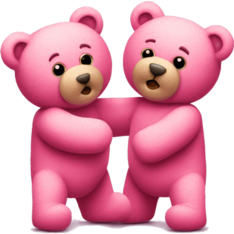 two pink teddy bears fighting tearing stuffing out emoji