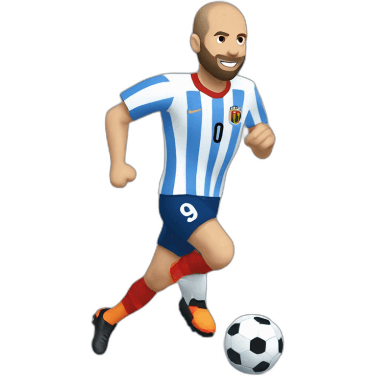 Javier Mascherano corriendo con un balón de fútbol emoji