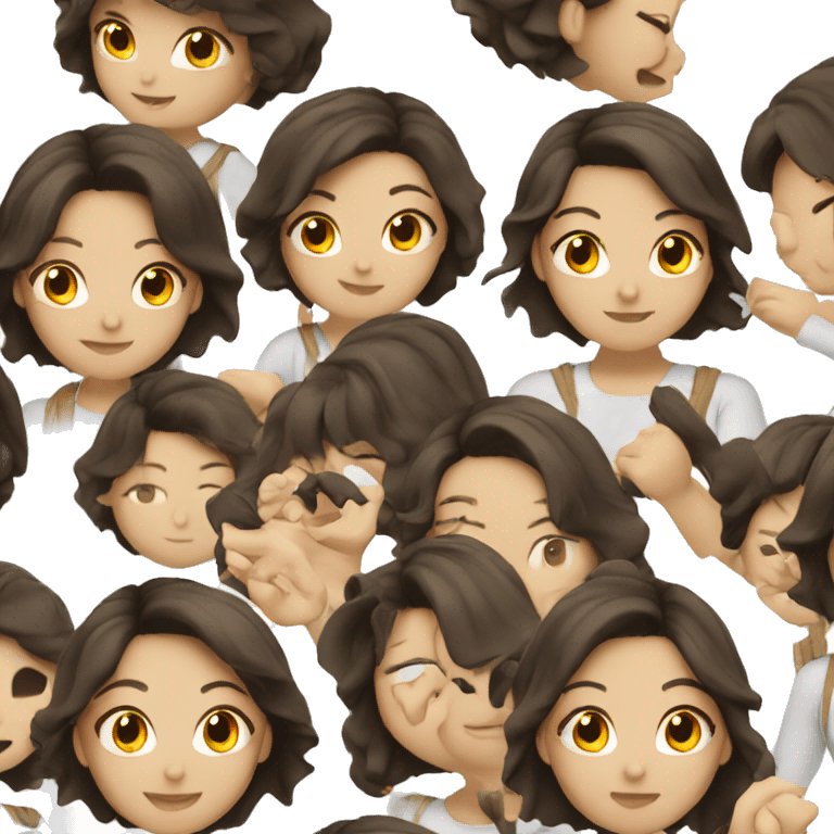 Brunette Girl doing Chinese  emoji