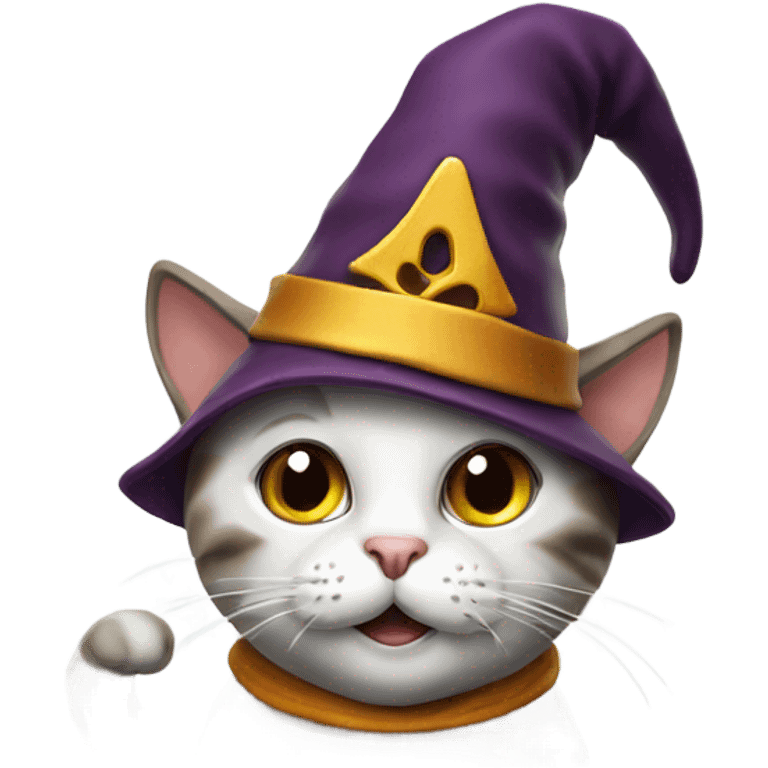 playful cat wearing a wizard hat emoji