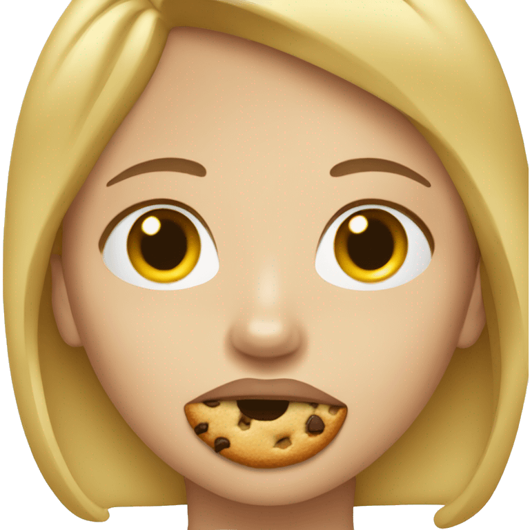 Blonde Woman eating cookie wit freckles emoji