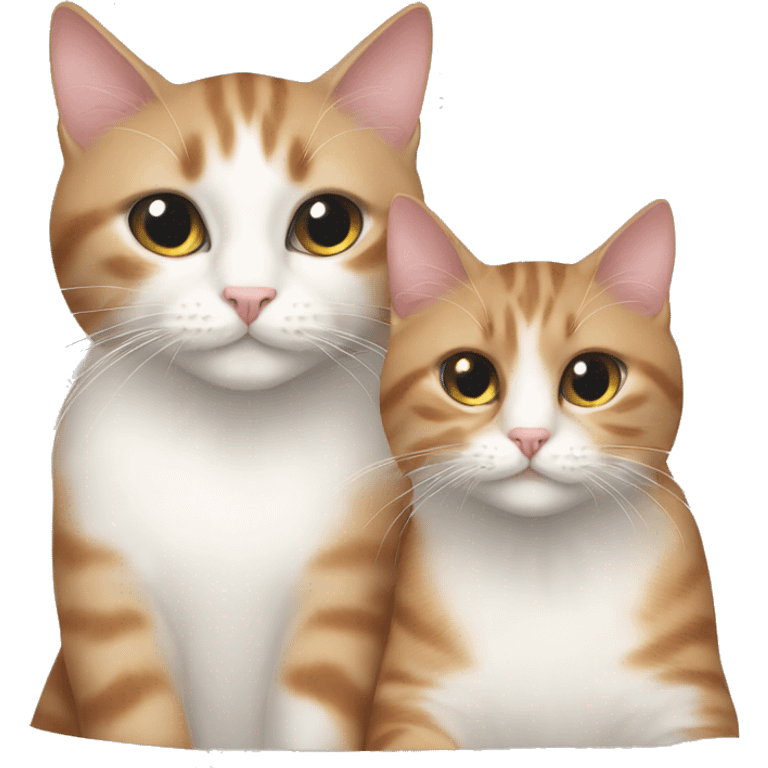 Pretty white female cat and a brown male cat cuddling emoji