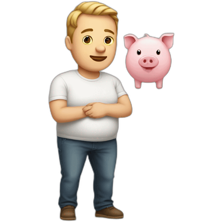 pregnant man waist-high with head pig emoji