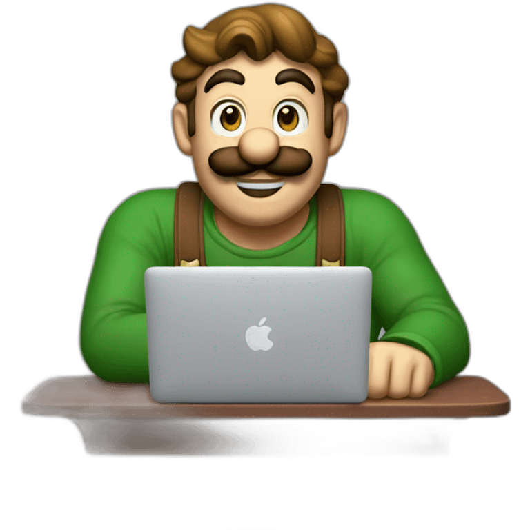 Elegant mario with macbook emoji