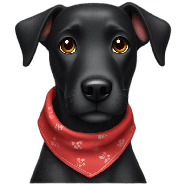 black dog with a red bandana around its neck emoji