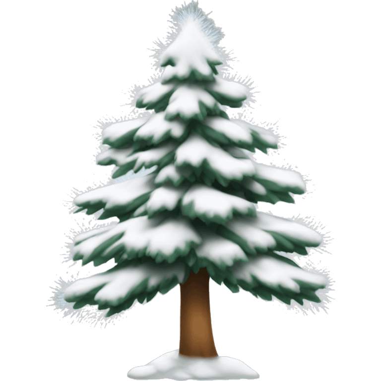 Snowy pine tree with silver tinsel emoji