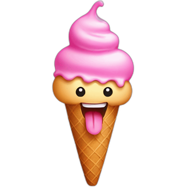 Pink Ice cream with a face, tongue out emoji