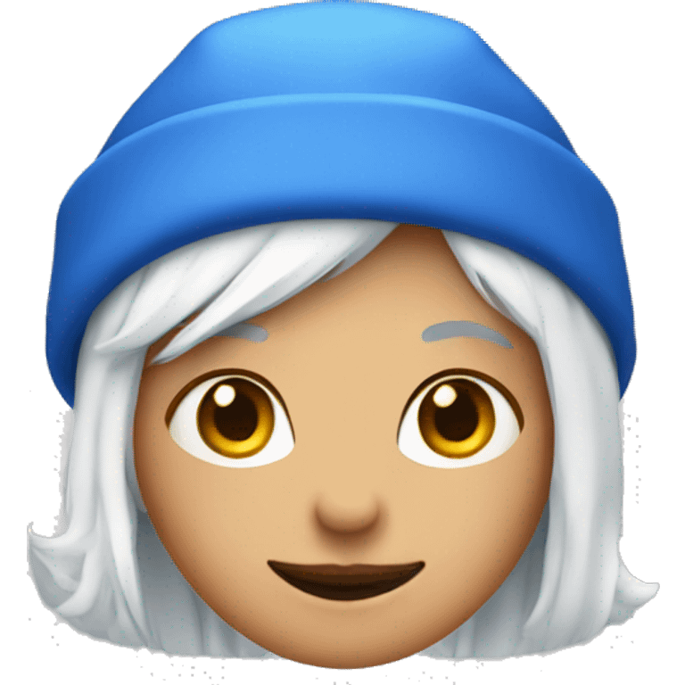 A girl with a blue hat with white hair shows a thumbs up emoji