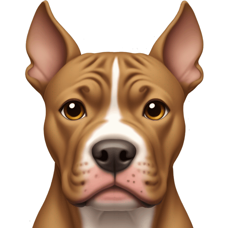 Light brown pitbull with ears cut and standing up emoji