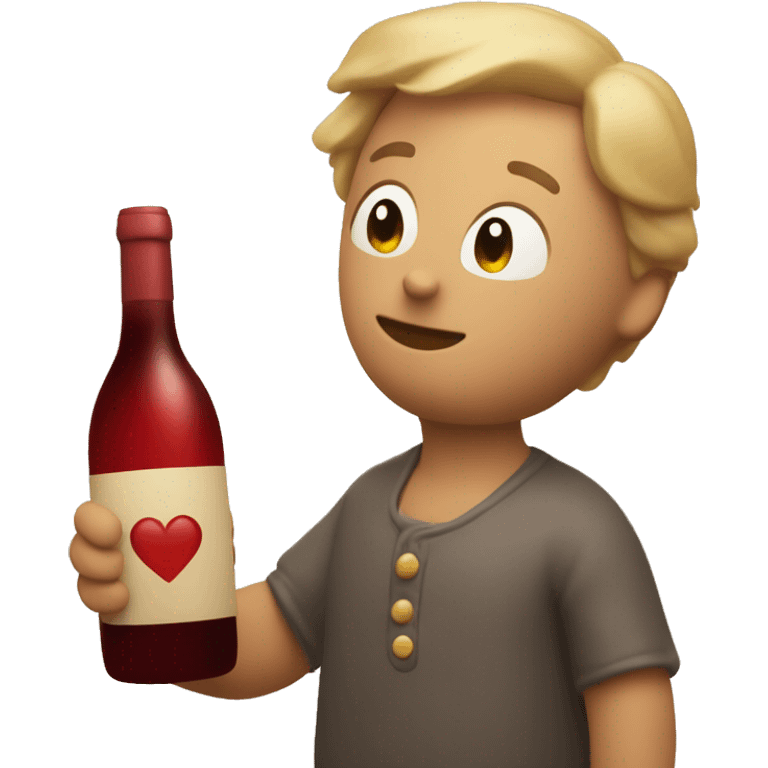 A tipsy ❤️ emoji holding a wine bottle, looking off-balance in a soft, dreamy blur emoji