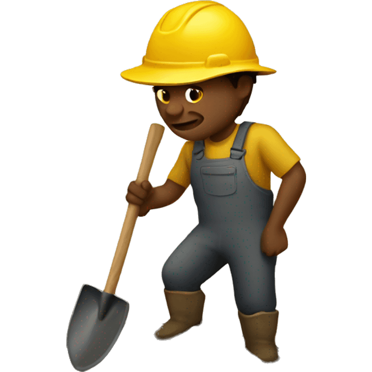 Man digging up mud with golden  shovel emoji