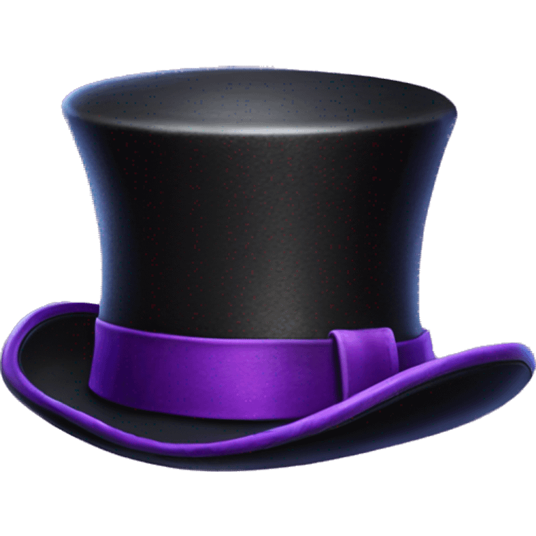 Realistic isolated black voodoo top hat with purple buckle around top of hat. emoji