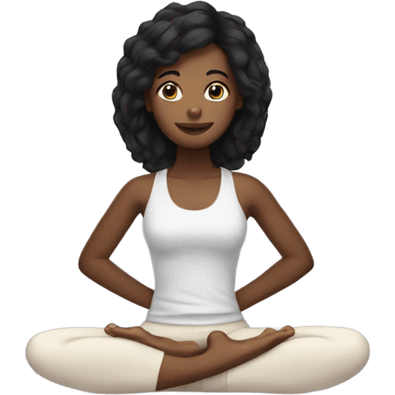  A black hair Girl doing yoga emoji