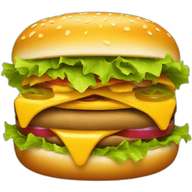 cheeseburger with a huge grin emoji