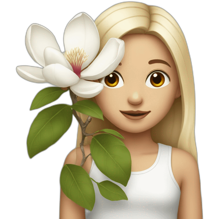 girl with magnolia emoji