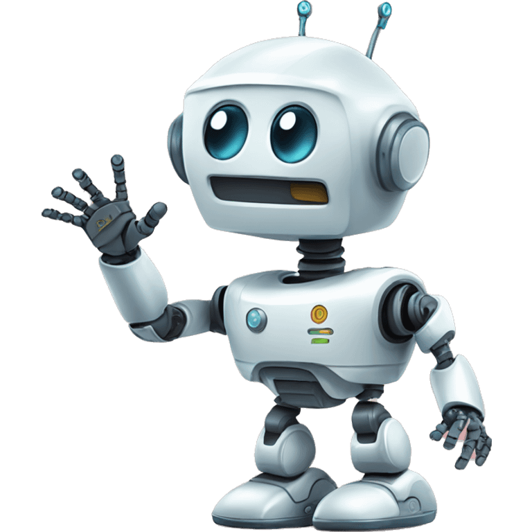 robot say Hello flotando saludando conla mano izquierda  emoji