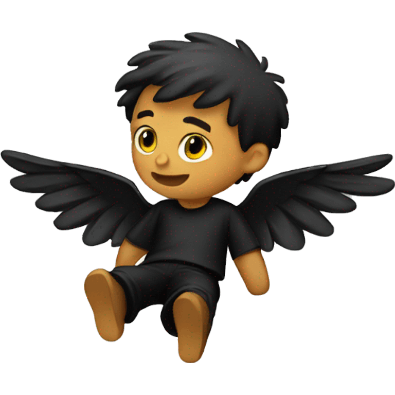 winged falling boy in black emoji