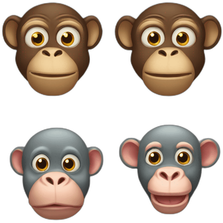 2 monkeys and hippopotamus emoji