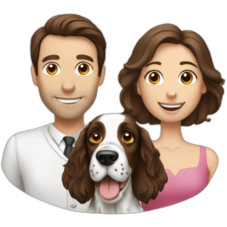 Springer spaniel with man and woman emoji