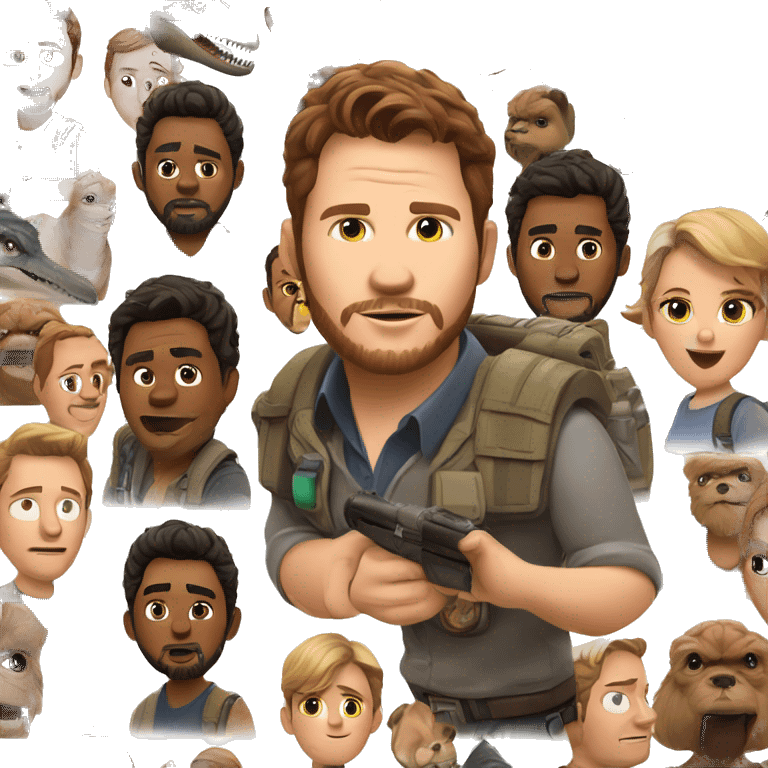 Chris pratt from Jurassic world full emoji