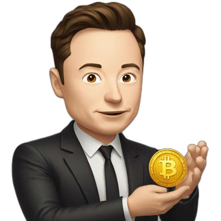 Elon musk holding bitcoin emoji