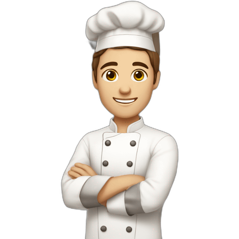 Male Chef, White skin color, short brown hair, baking some desserts emoji