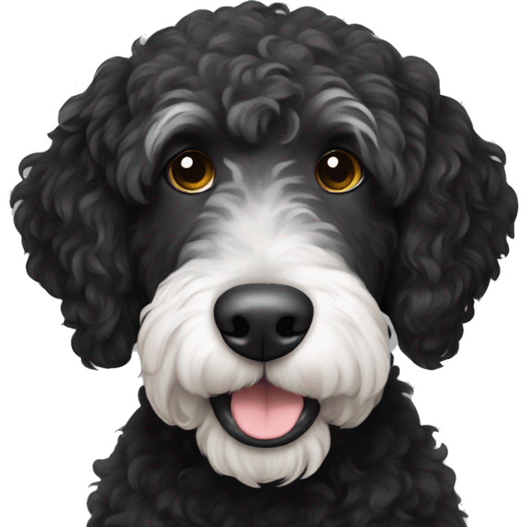 Black labradoodle with white chops emoji