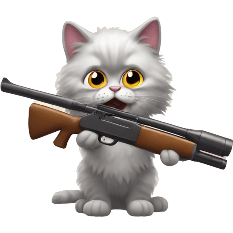 Fluffy cat with shotgun  emoji