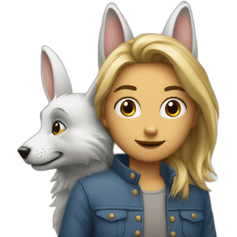 Loup et lapin emoji