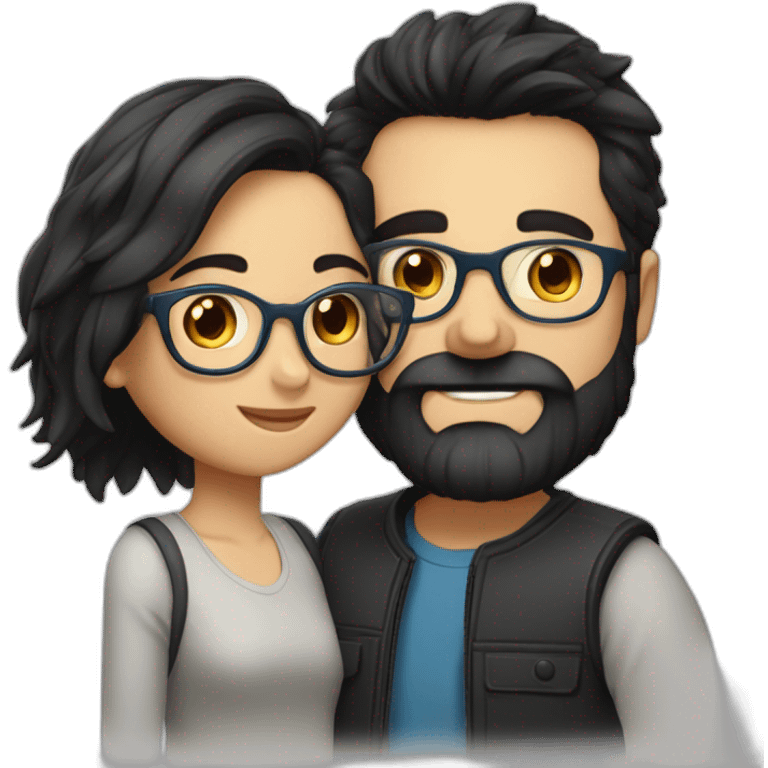 couple-in-love.-she-has-dark-shoulder-length-hair-blue-eyes-wears-glasses.-he-has-milong-dark-hair-three-day-beard-wears- emoji