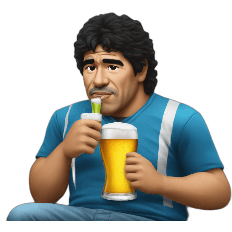 Maradona drinking beer emoji