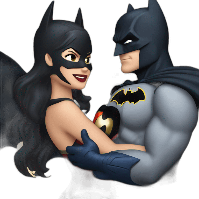 Batman hugging wonderwoman and catwoman emoji