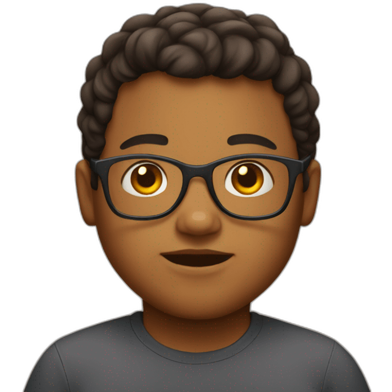 Fat brownskinned kid with glasses  emoji