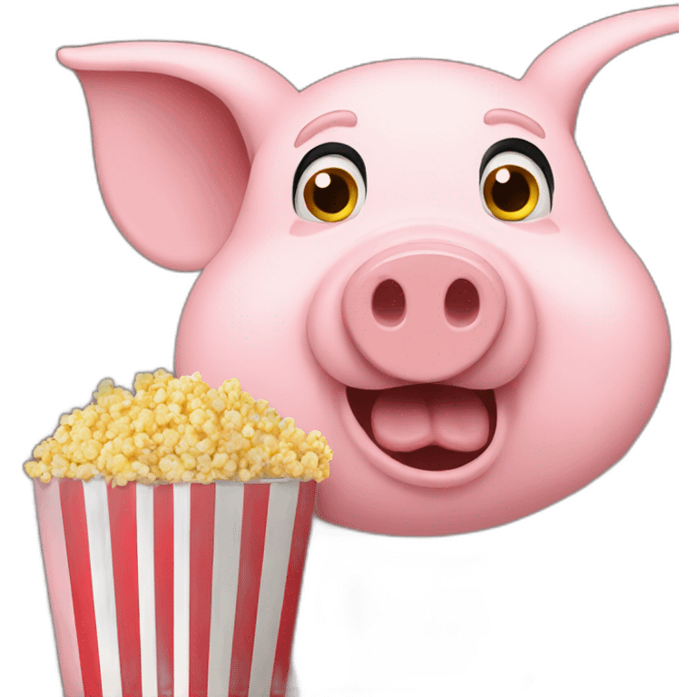 Pig watching screen while eating popcorn emoji