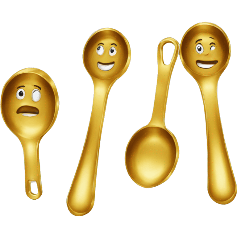 Realistic gold measuring spoons emoji