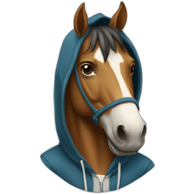 A horse wearing a hoodie emoji