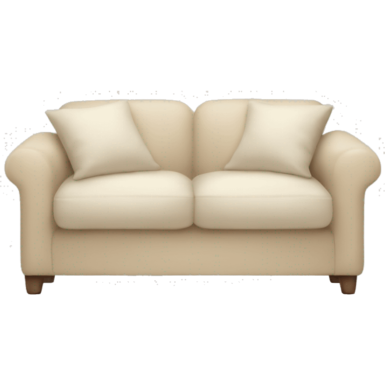 Beige sofa with white cushions and blanket emoji