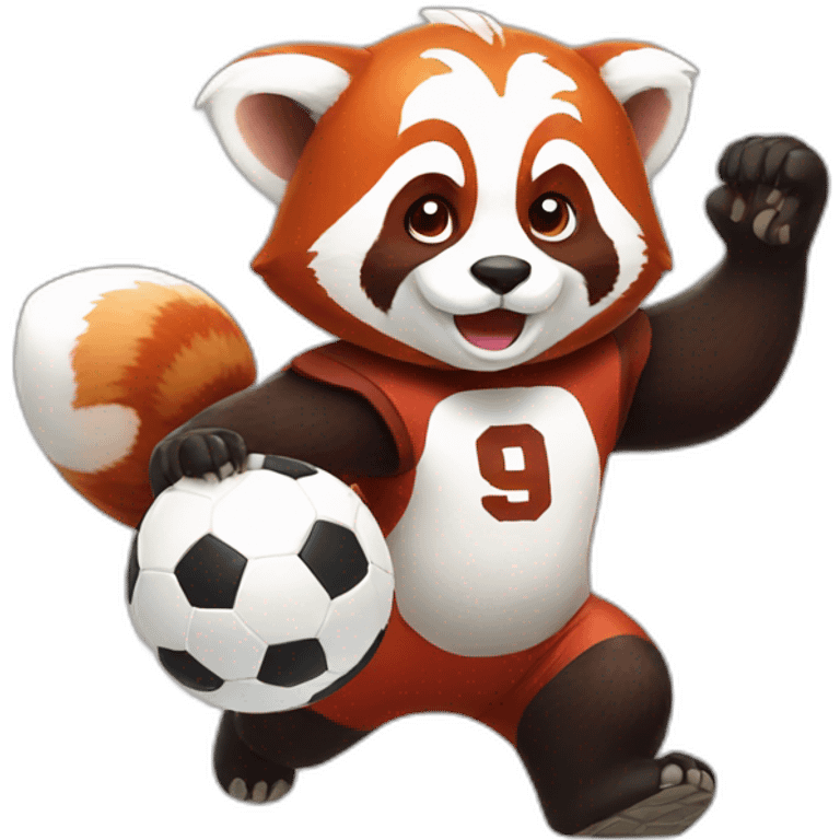 Red panda playing football emoji