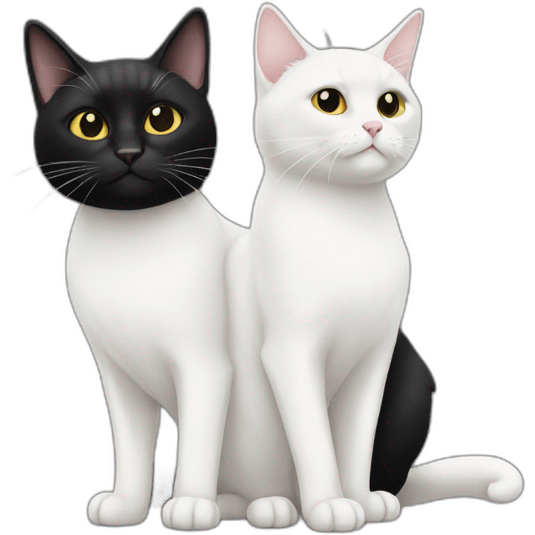 White Cat and Black Cat together emoji