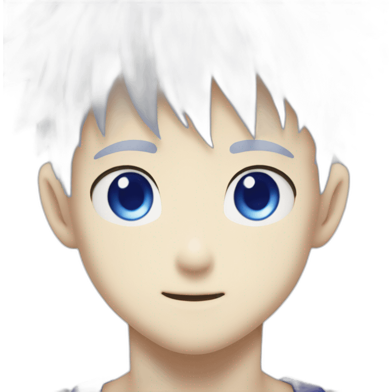 make me killua zoldick from hunter x hunter with blue eyes  do his skin more white emoji