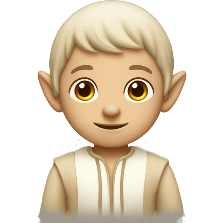 Little elf boy in white beige clothes emoji