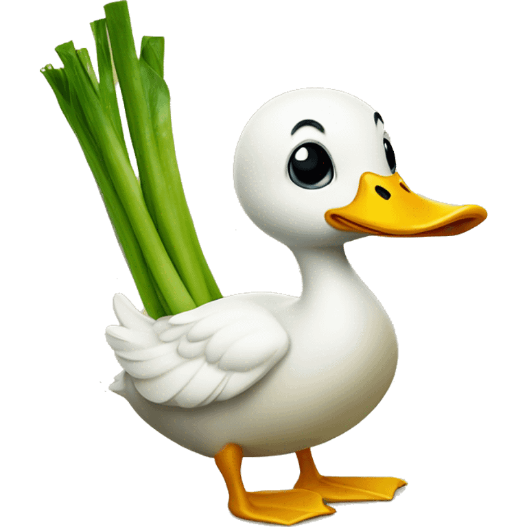 Duck holding a leek emoji