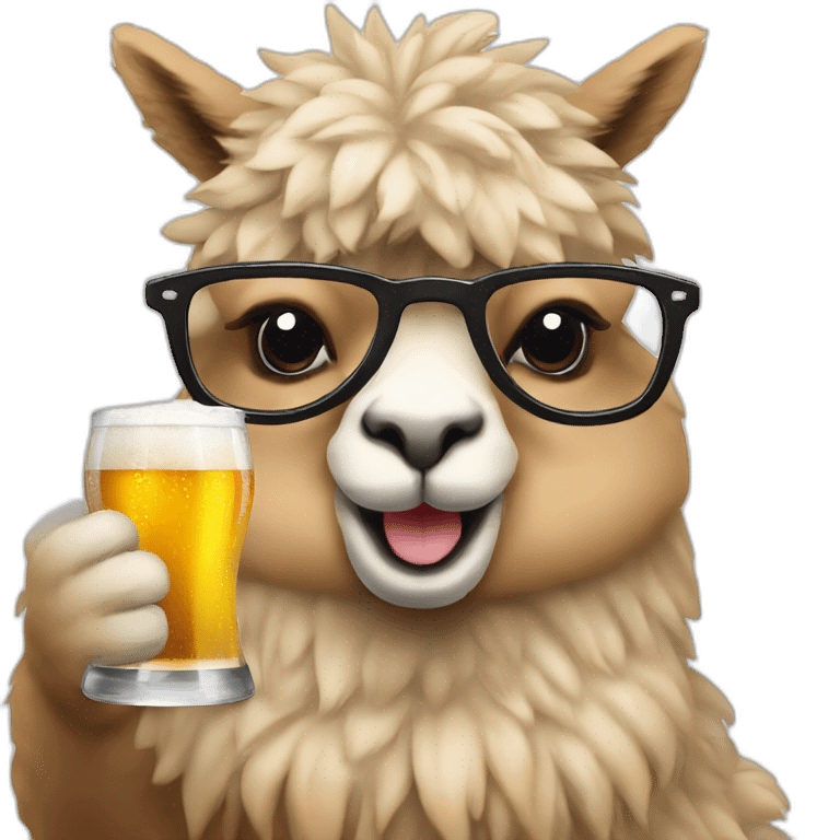 alpaca with a glass of beer in his hand emoji