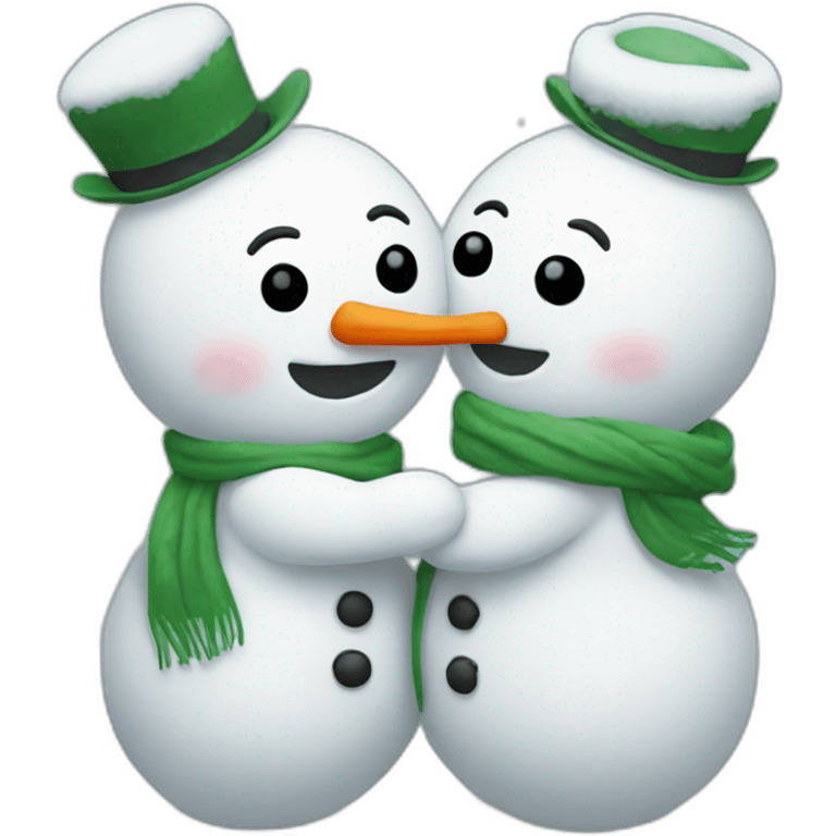 full body two snowmen kiss hug emoji