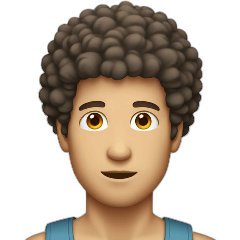 White guy with sleeveless shirt and an afro emoji